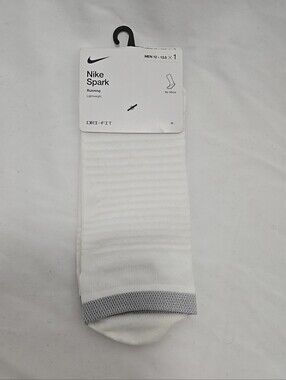 NWT Nike Spark Running Lightweight Dri-fit No Show Socks Men 12-13.5 White 1 Pr